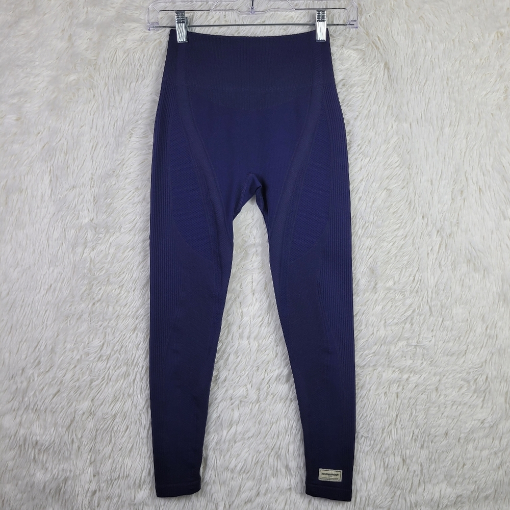 The Giving Movement Womens S‎ Navy Blue Seamless Ribbed 23" Leggings Sustainable